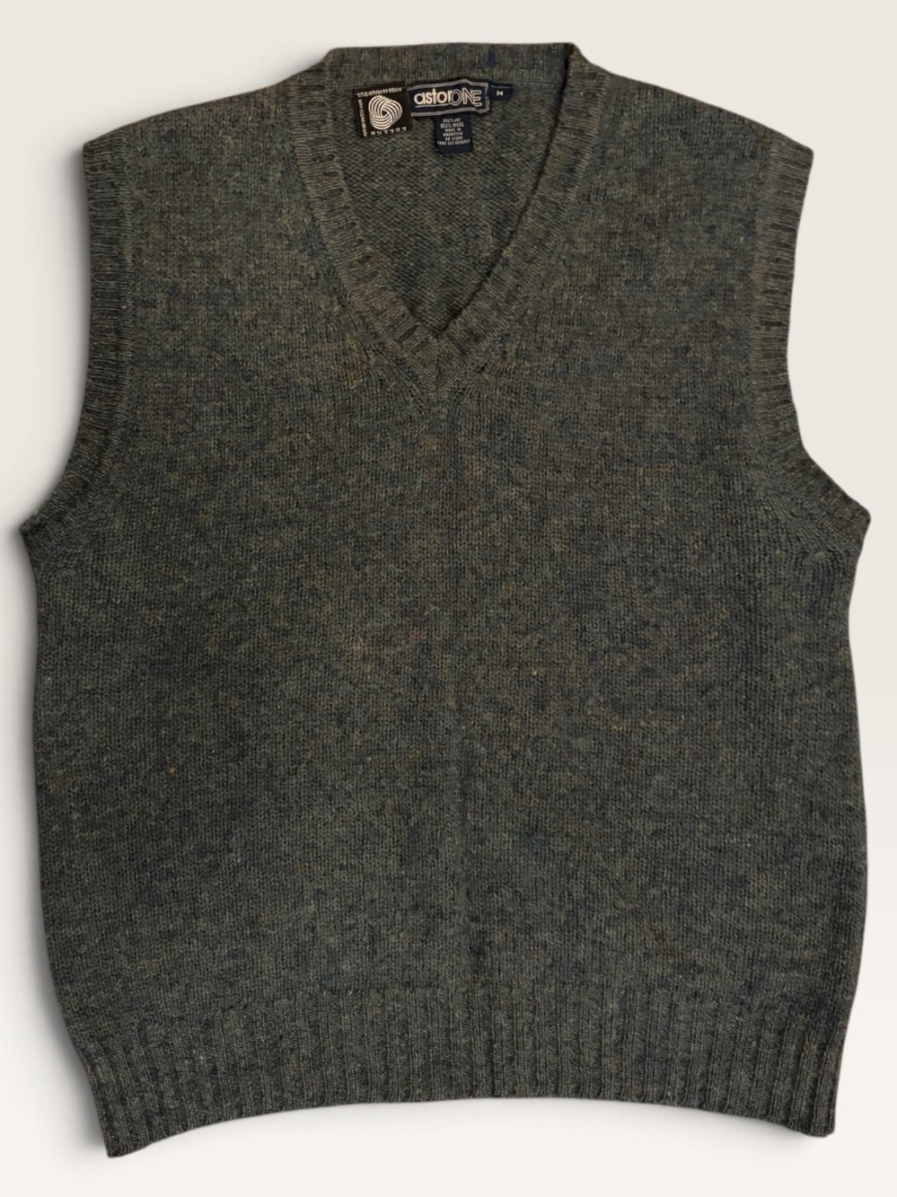 VINTAGE Ashtone Shetland 100% Wool Sweater Vest Men’s M Charcoal V-Neck